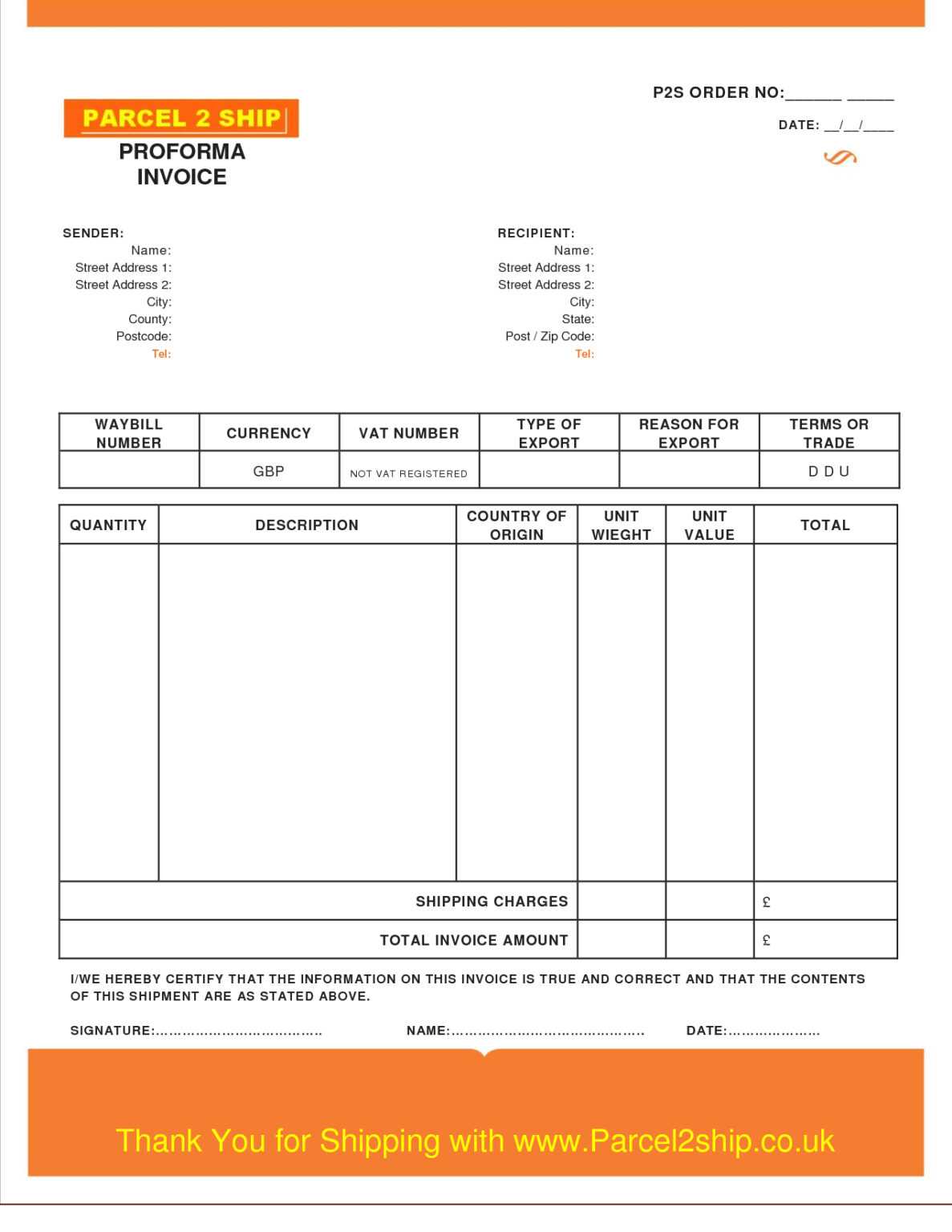 Free Proforma Invoice Template Word