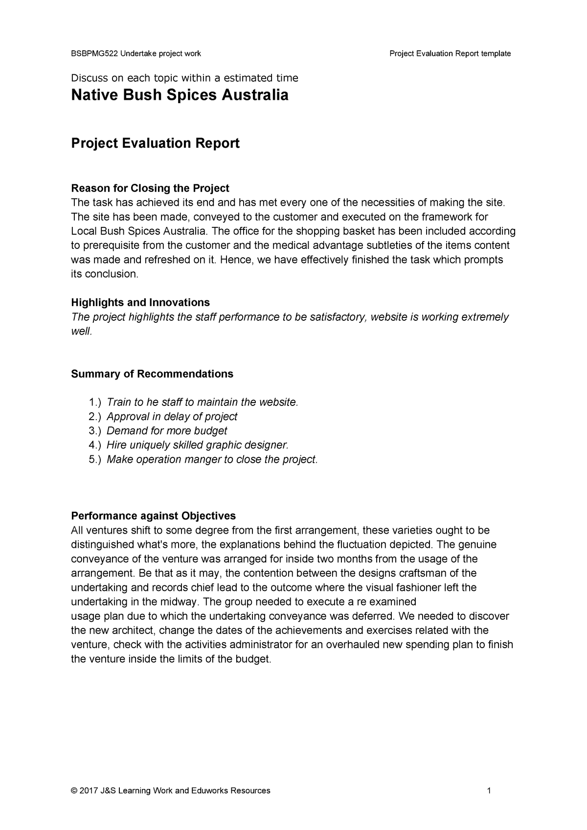 Project Evaluation Report Template V1.0 – 200392 – Uws – Studocu With Regard To Website Evaluation Report Template