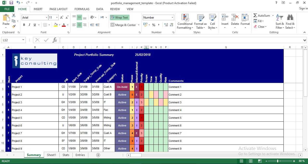 Project Portfolio Management Excel Template - Engineering With Portfolio Management Reporting Templates