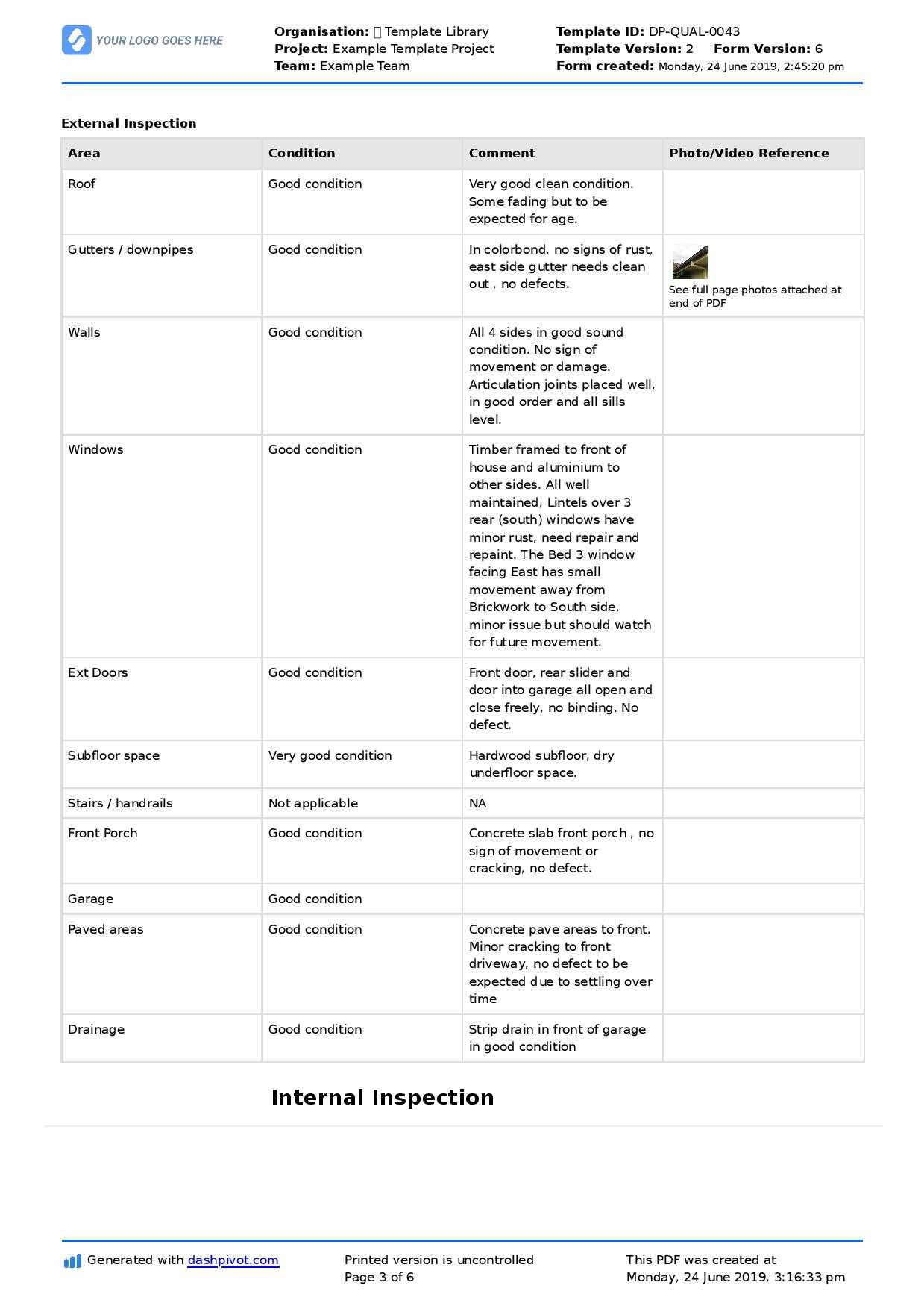 Property Inspection Report Template (Free And Customisable) Intended For Drainage Report Template