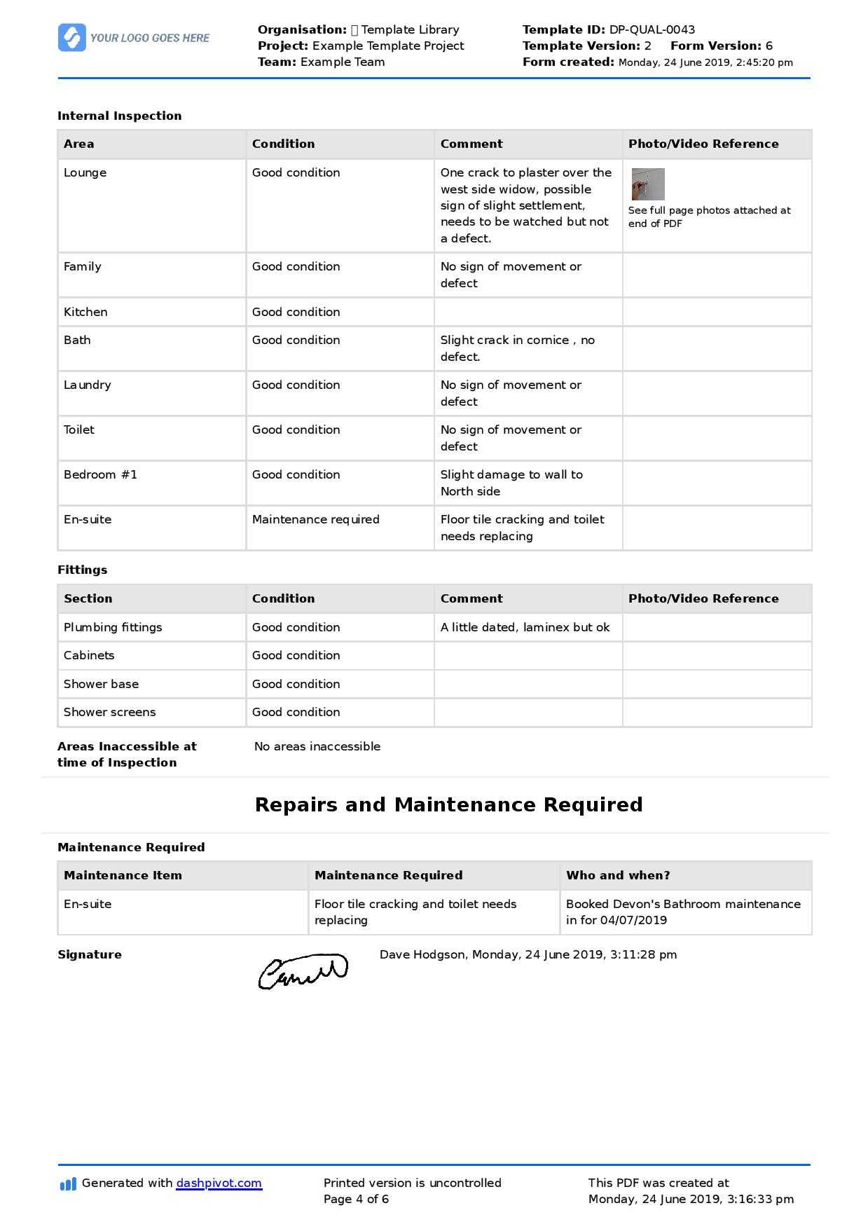 Property Inspection Report Template (Free And Customisable) Throughout Commercial Property Inspection Report Template