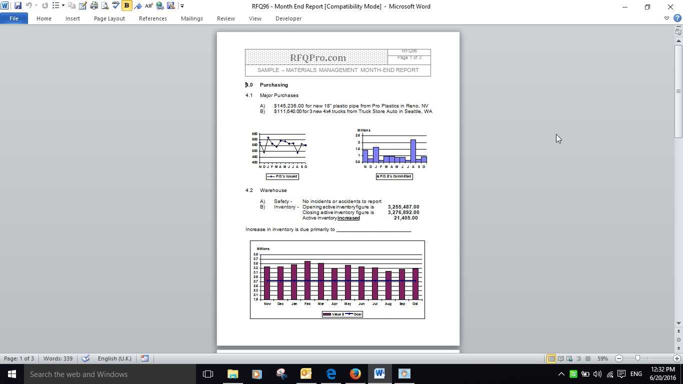 Purchasing Month End Report Example – Rfp Templates >> Rfq Throughout Month End Report Template
