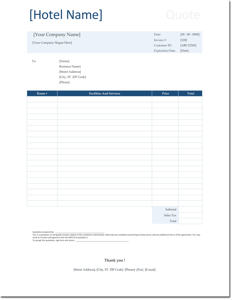Quotation Templates – Download Free Quotes For Word, Excel With Blank Estimate Form Template