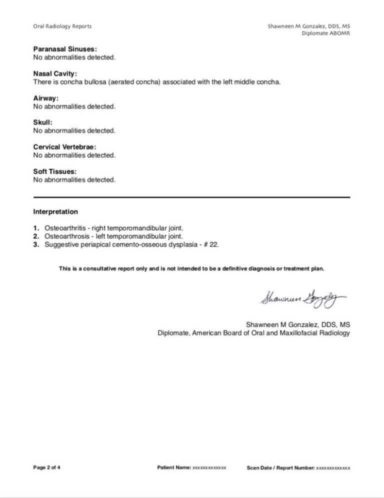 Radiology Report Template S Cbct Sample Page 791X1024 E2 80 Intended