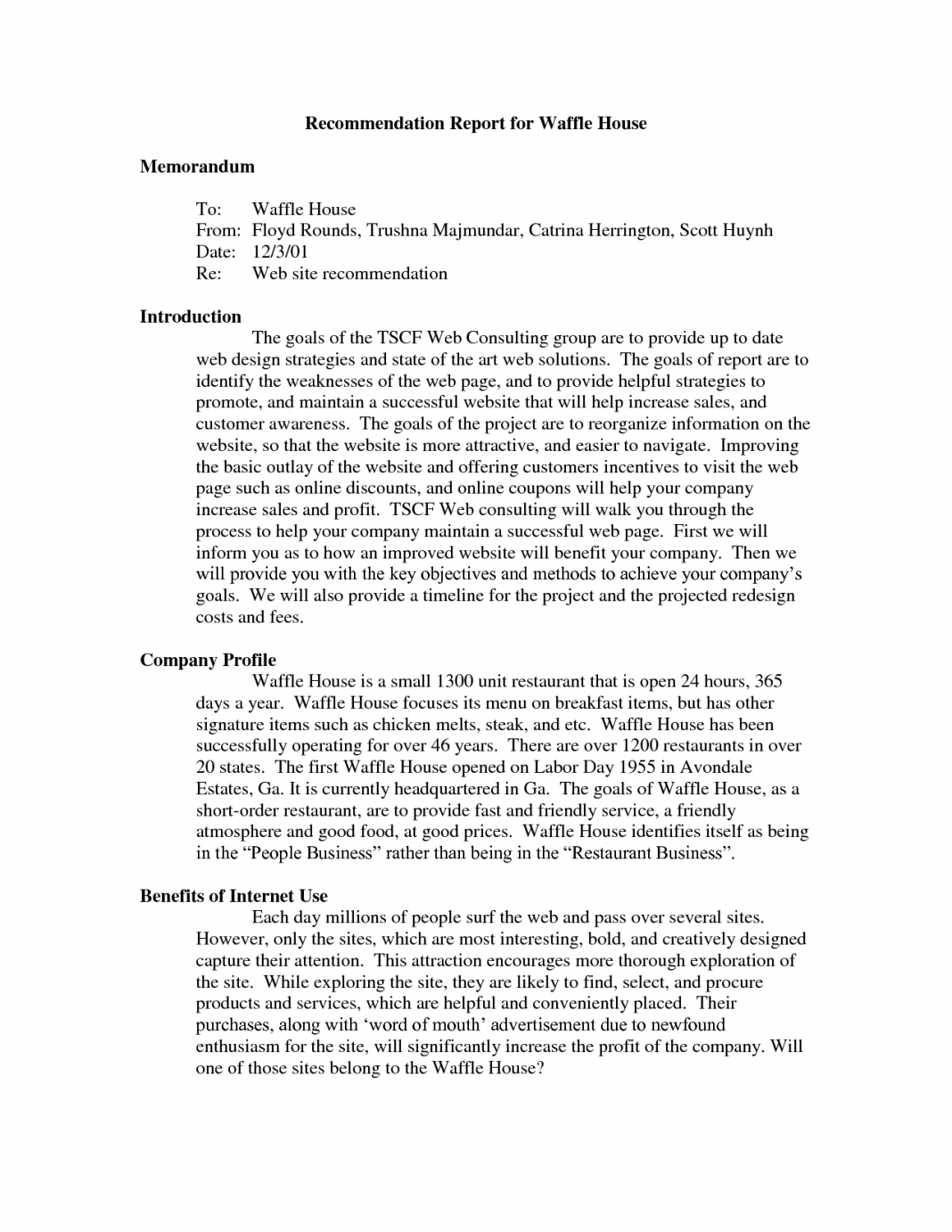 Recommendation Report Example Examples Internal Memo Sample In Recommendation Report Template