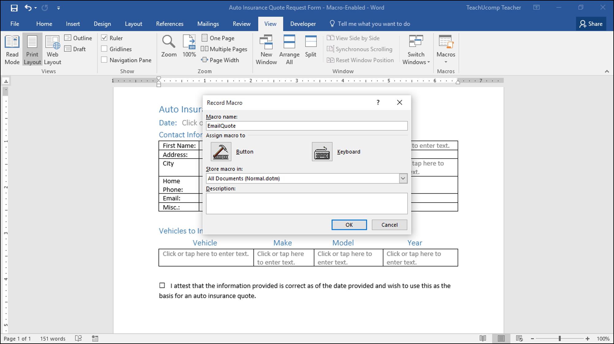 Record A Macro In Word – Instructions And Video Lesson With Change The Normal Template In Word 2010