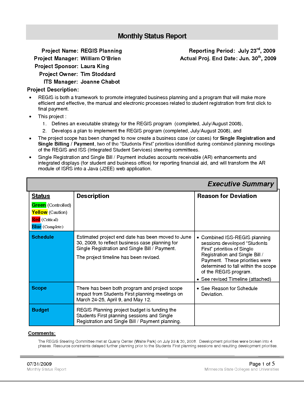 Replacethis] Business Monthly Status Report Template Example Throughout Monthly Status Report Template