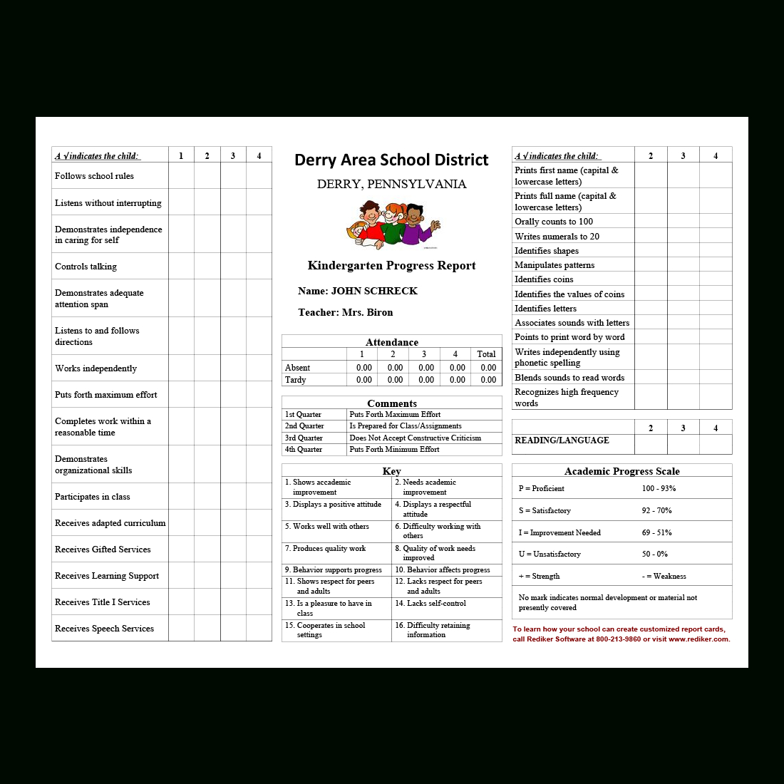 Report Card Software – Grade Management | Rediker Software With Regard To Summer School Progress Report Template
