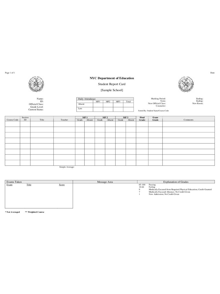 Report Card Template – 3 Free Templates In Pdf, Word, Excel In Fake Report Card Template