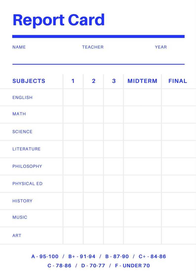 Report Card Template Free Online Maker Design A Custom Throughout Blank Report Card Template