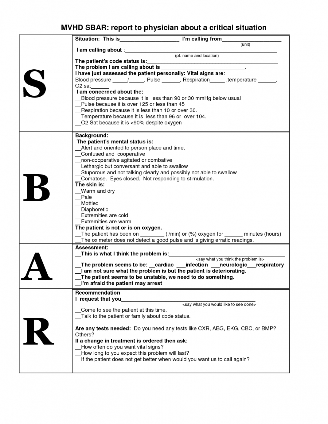 Report Examples Nursing Shift Sheet Fall Incident Example Rn With Sbar Template Word