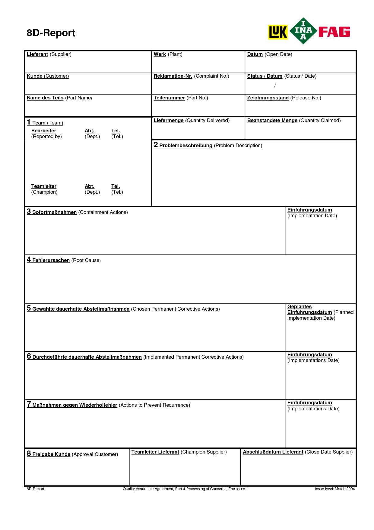 Report Template Features Of Spreadsheets Vorlage Excel For 8D Report Template