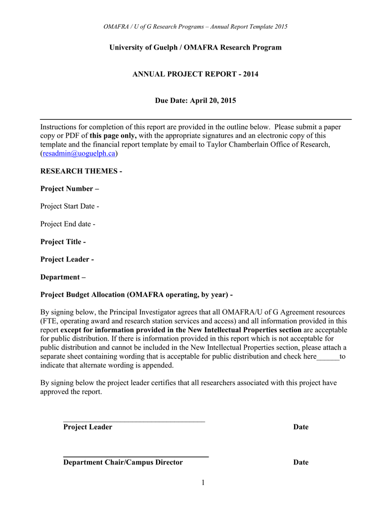 Report Template – University Of Guelph Pertaining To Research Project Report Template