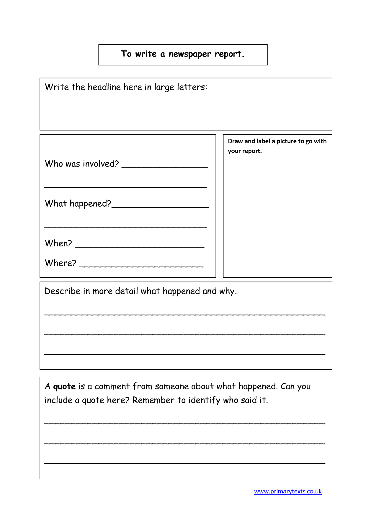 Report Writing Template Ks1