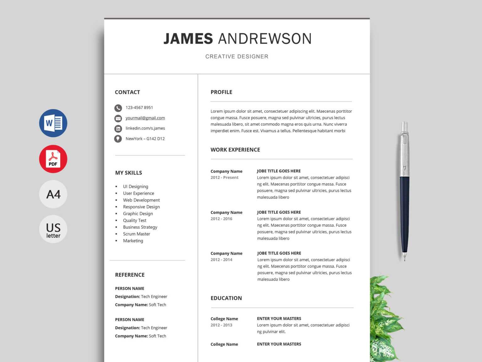 Free Blank Resume Templates For Microsoft Word