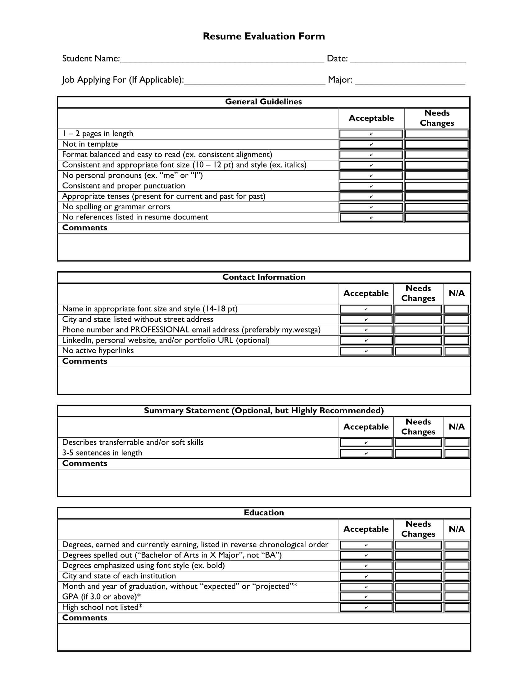 Resume Evaluation Form – Raptor.redmini.co Pertaining To Blank Evaluation Form Template