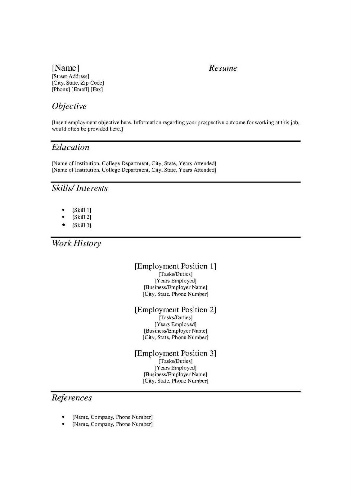 Resume Form Download – Mahre.horizonconsulting.co Pertaining To Free Blank Cv Template Download