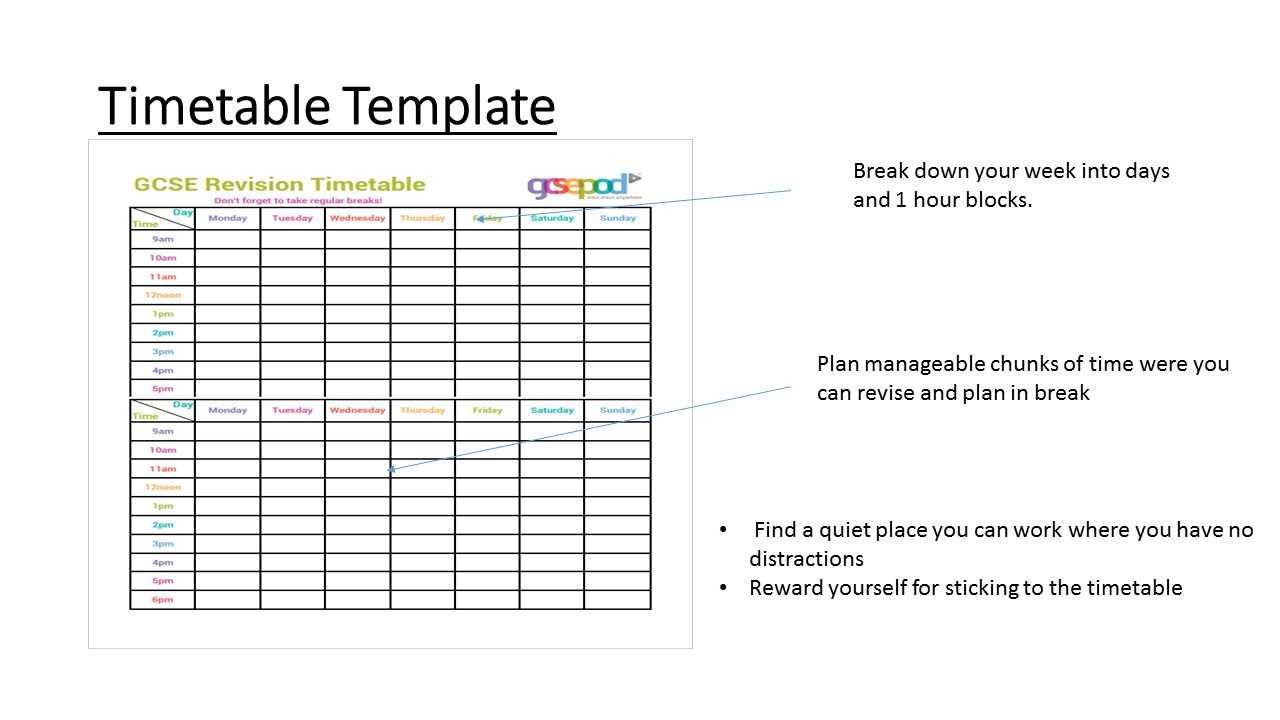 Revision Template. Timetable Revision Template Printable Pertaining To Blank Revision Timetable Template