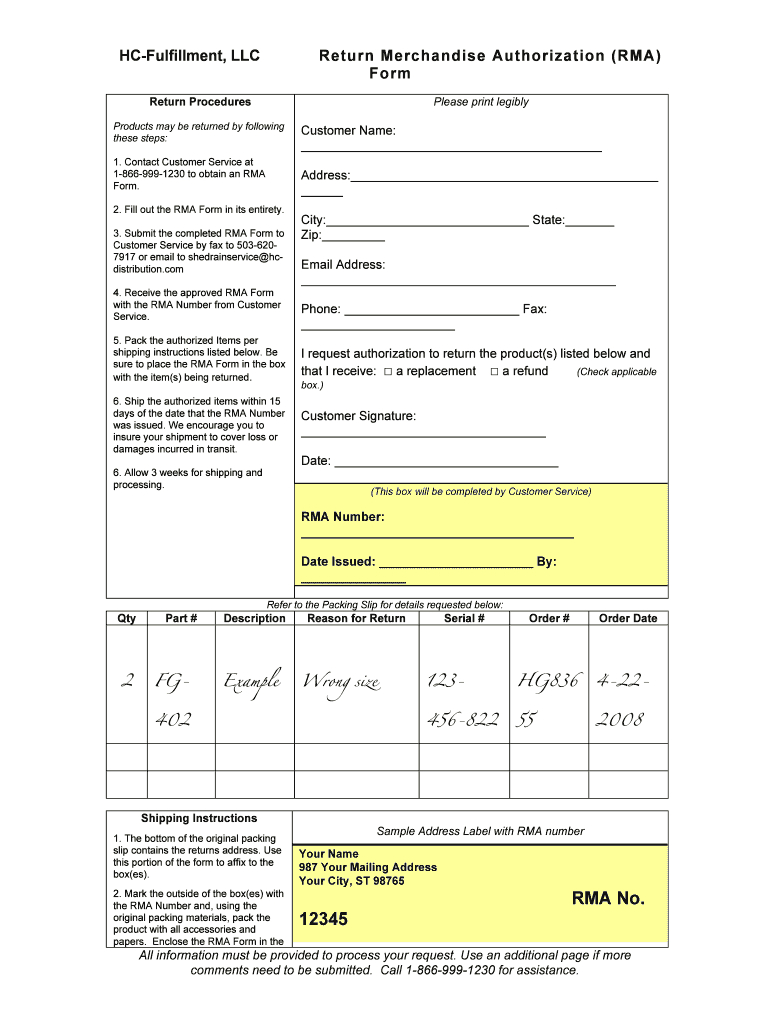 Rma Form Template – Fill Online, Printable, Fillable, Blank Inside Rma Report Template