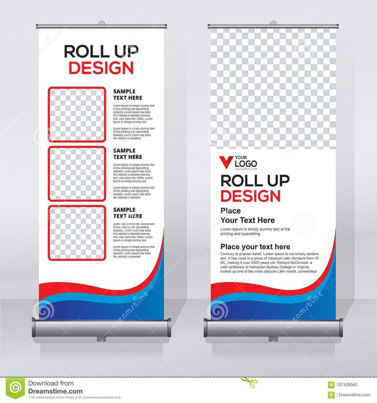 Roll Up Banner Design Template, Abstract Background, Pull Up For Retractable Banner Design Templates
