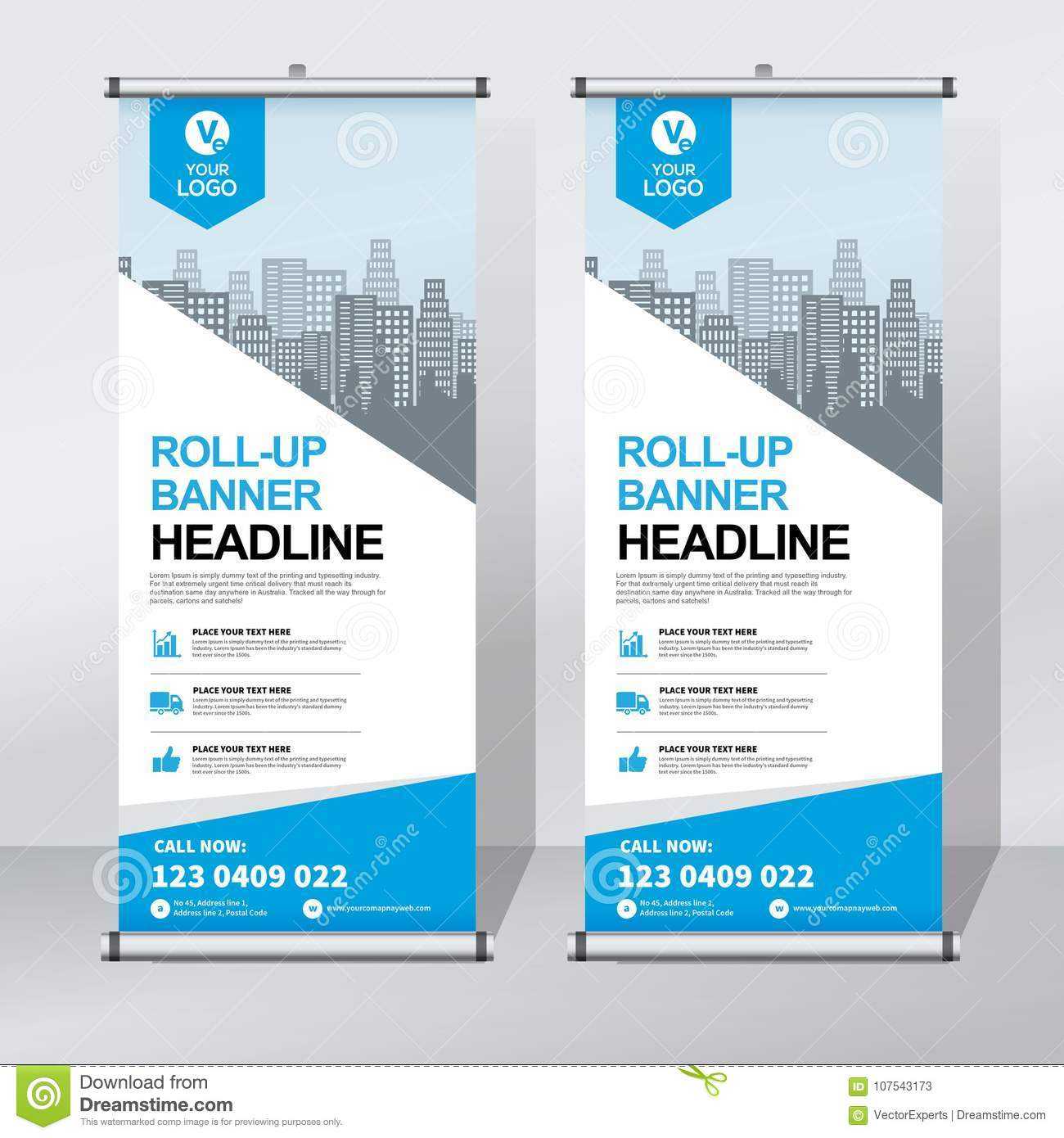 Roll Up Banner Design Template, Vertical, Abstract In Pop Up Banner Design Template
