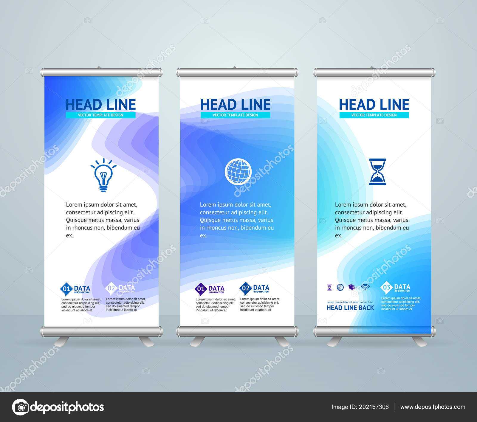 Roll Up Banner Stand Design Template. Vector — Stock Vector Throughout Banner Stand Design Templates