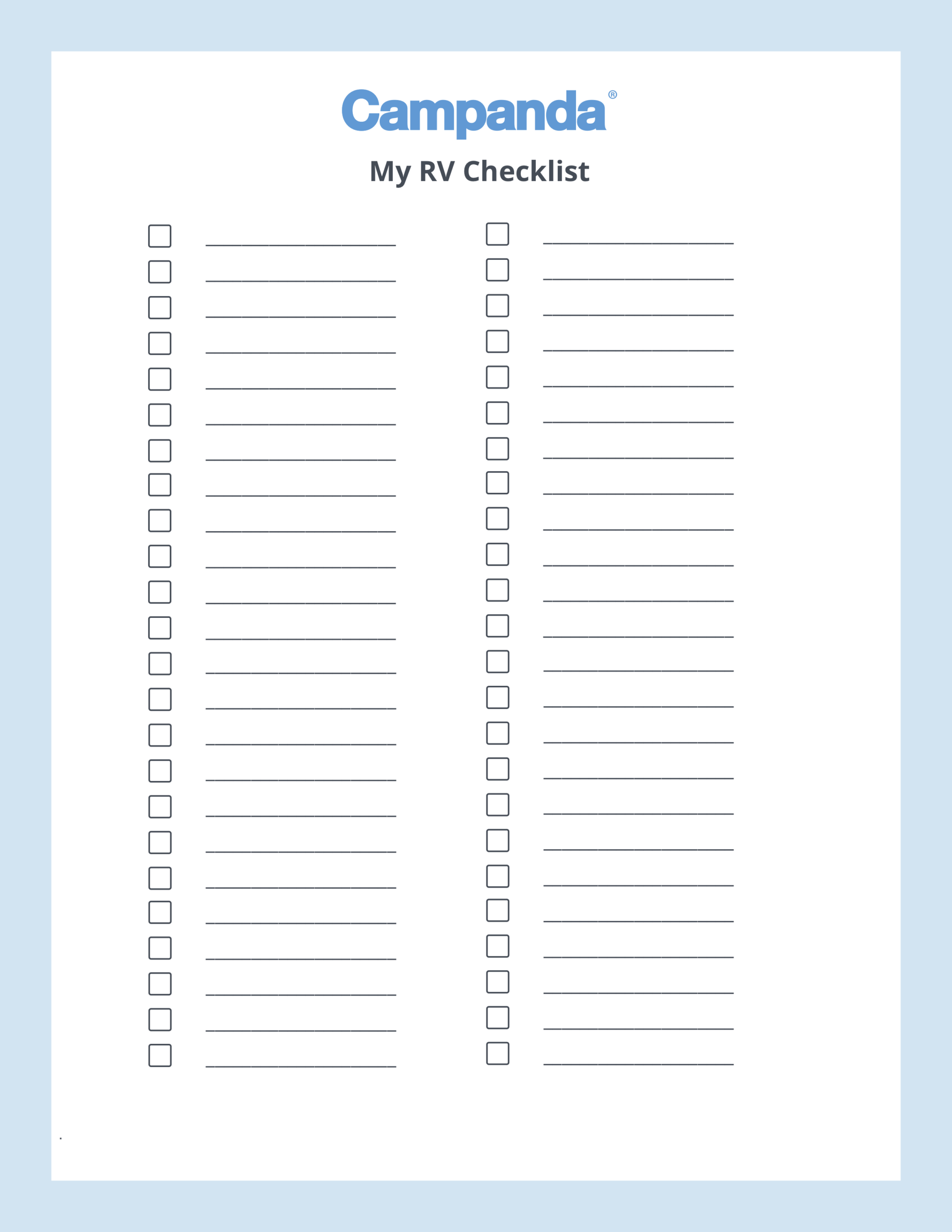 Rv Checklists: 6 Printable Packing Lists | Campanda Within Blank Packing List Template