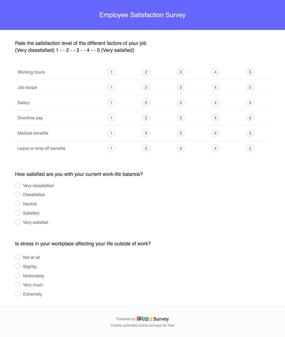 Sample Employee Satisfaction Survey Templates With Employee Satisfaction Survey Template Word