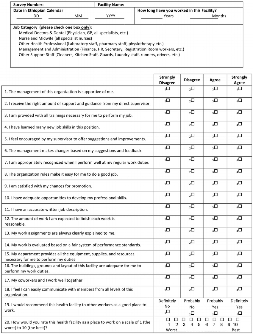 Satisfaction Of Employees In Health Care (Sehc) Survey With Employee Satisfaction Survey Template Word