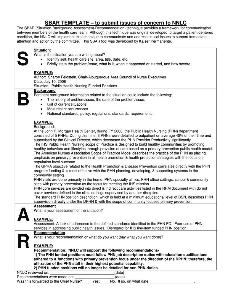 Sbar Template – Fill Online, Printable, Fillable, Blank Pertaining To Sbar Template Word