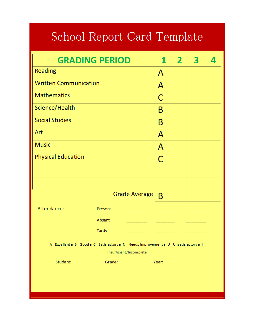 School Report Template Intended For Student Grade Report Template