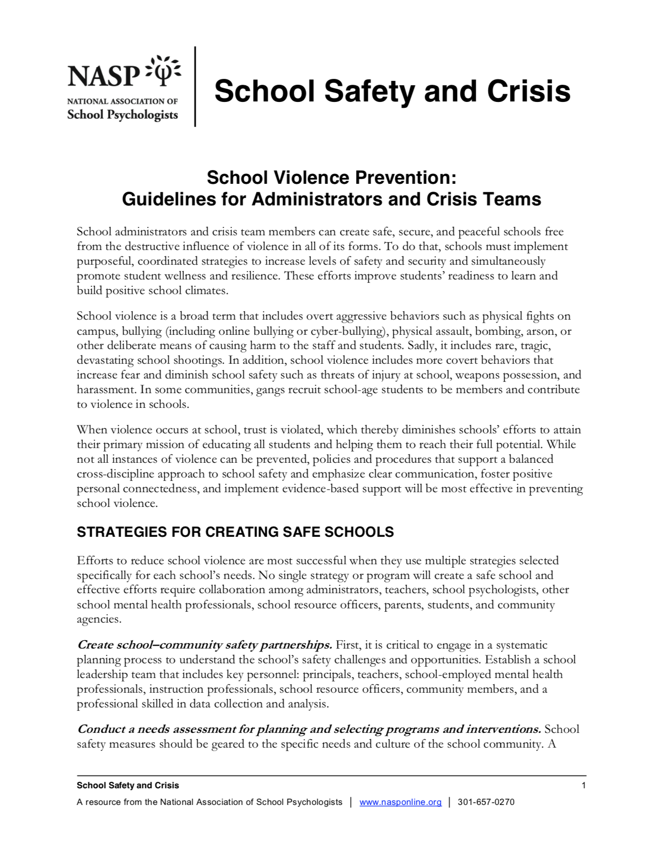 School Violence Prevention: Guidelines For Administrators With Regard To School Psychologist Report Template
