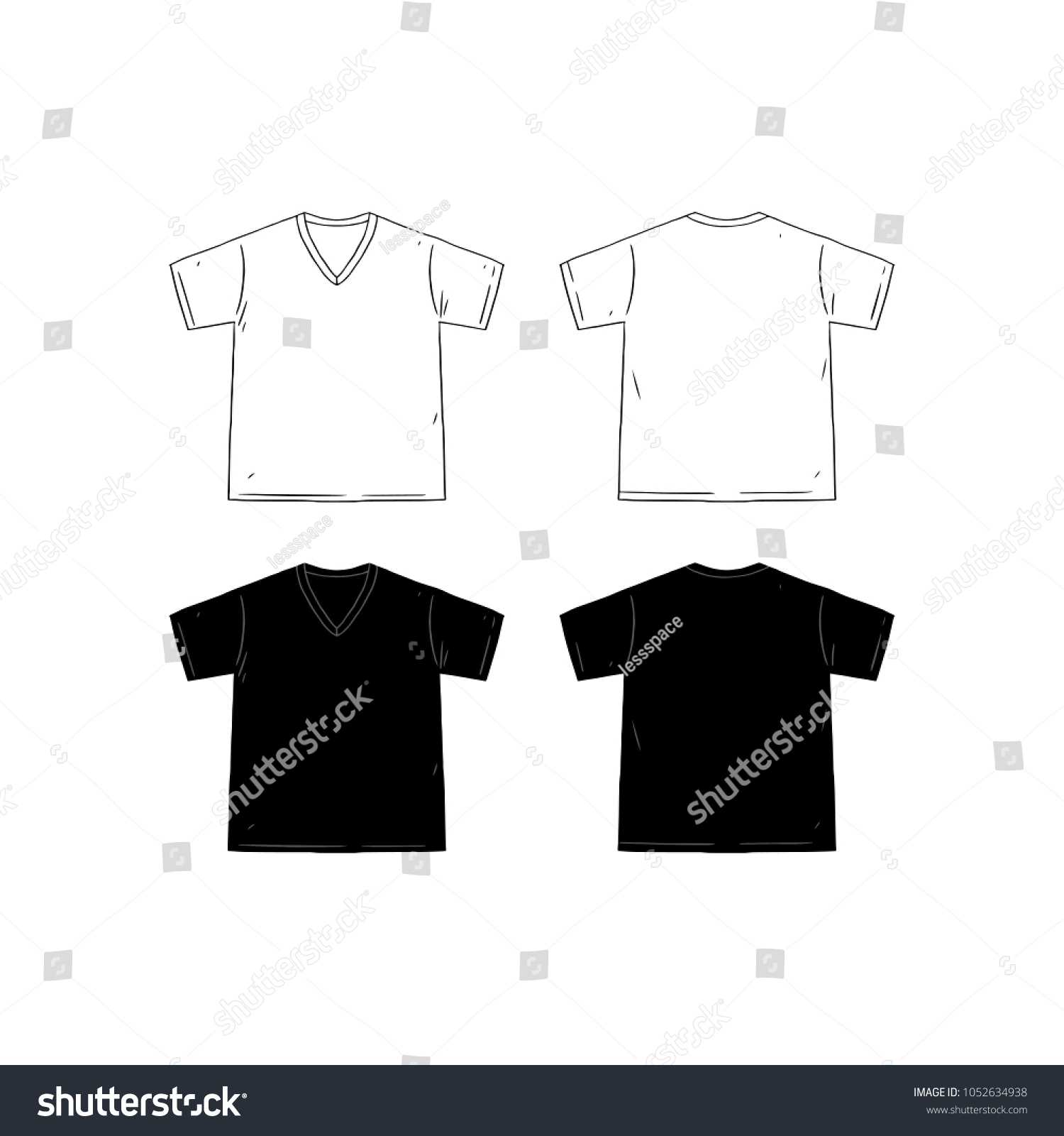 Set Blank Vneck Tshirt Design Template Stock Vector (Royalty For Blank V Neck T Shirt Template