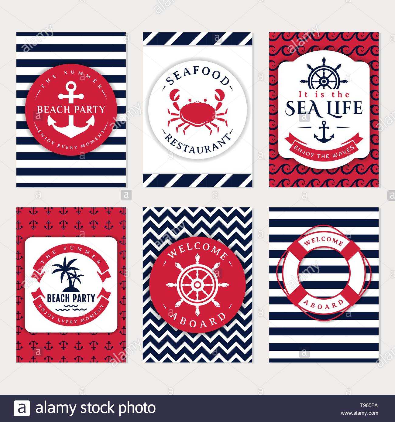 Set Of Nautical And Marine Banners And Flyers. Elegant Card Inside Nautical Banner Template