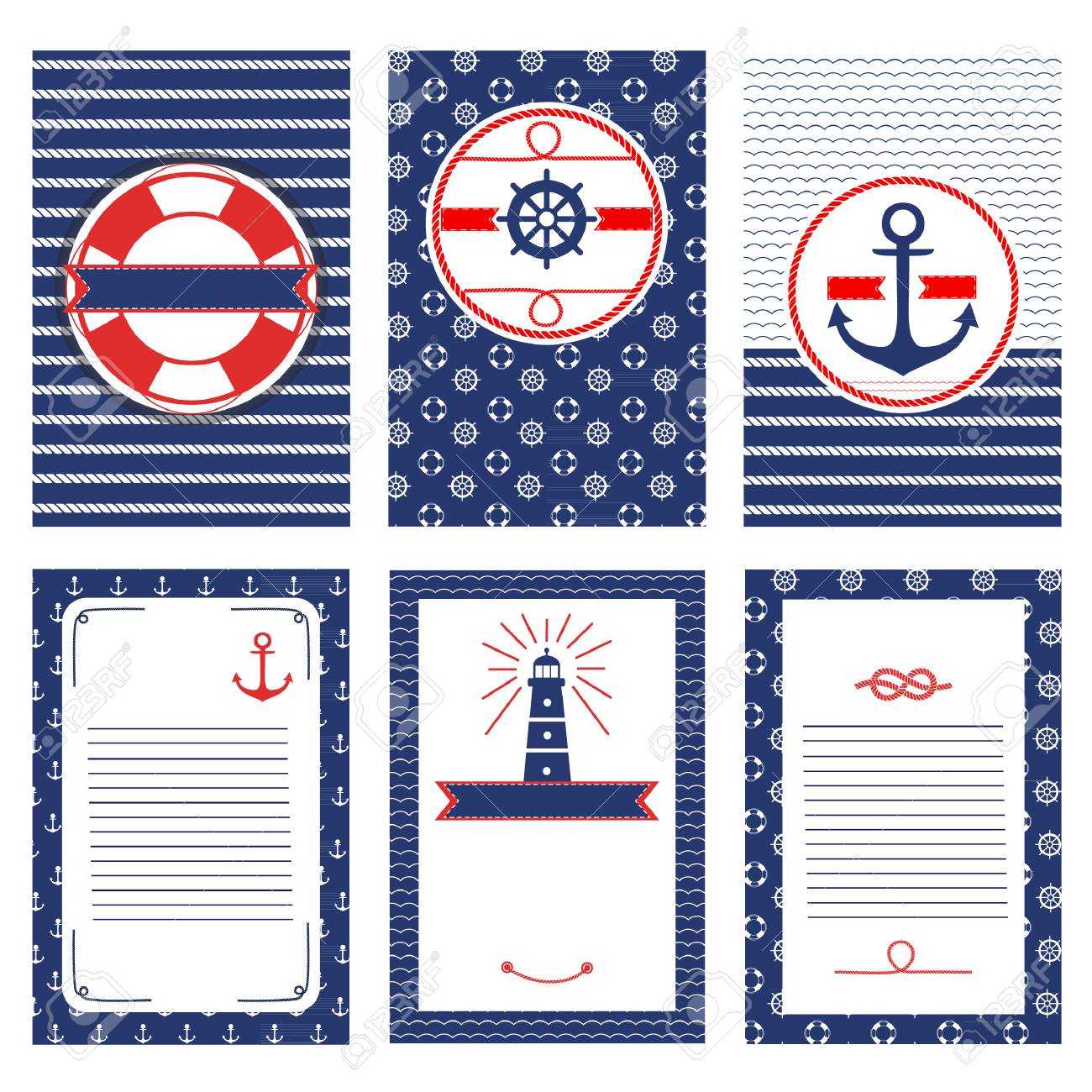 Set Of Nautical And Marine Banners And Flyers. Templates With.. With Regard To Nautical Banner Template