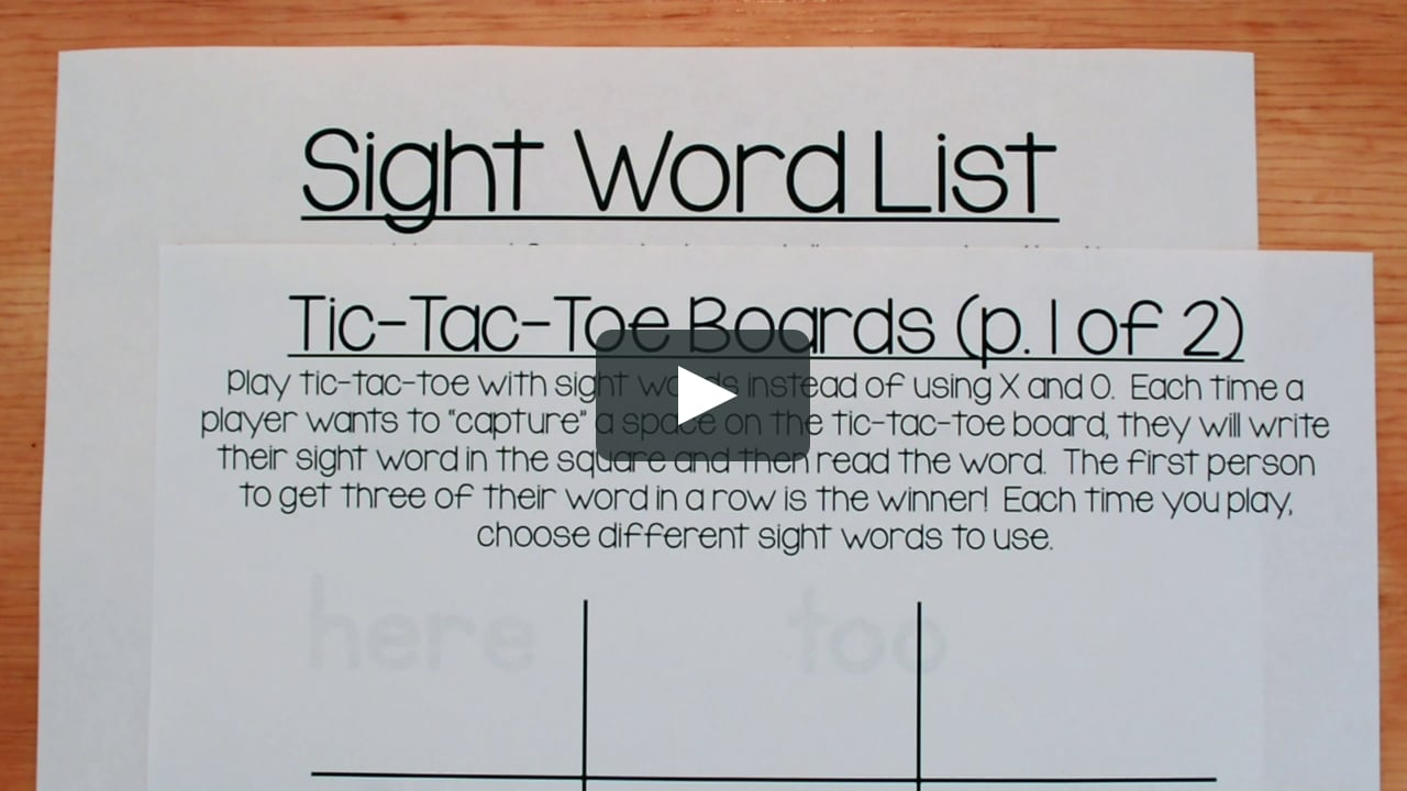 Sight Word Tic Tac Toe With Regard To Tic Tac Toe Template Word