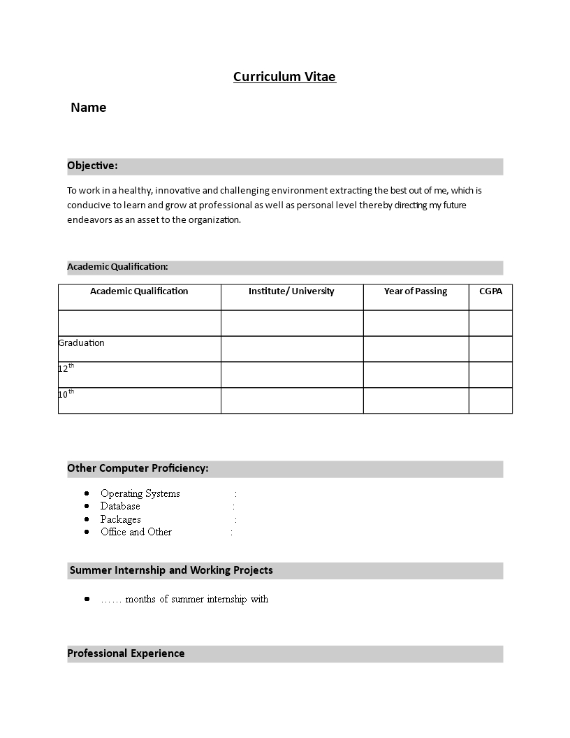 Simple Resume Format For Freshers Word | Templates At Regarding Simple Resume Template Microsoft Word