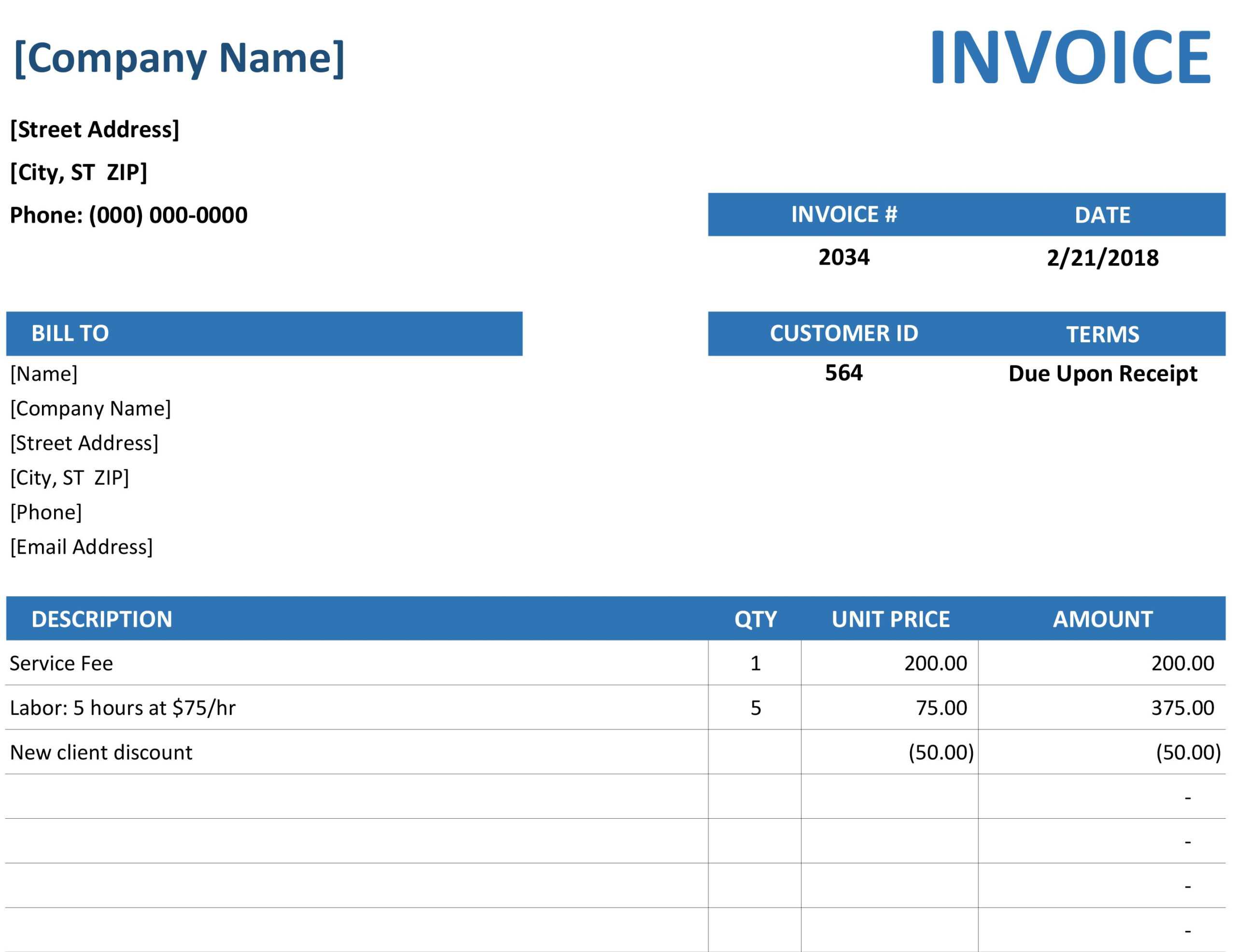 Simple Service Invoice Regarding Microsoft Office Word Invoice Template