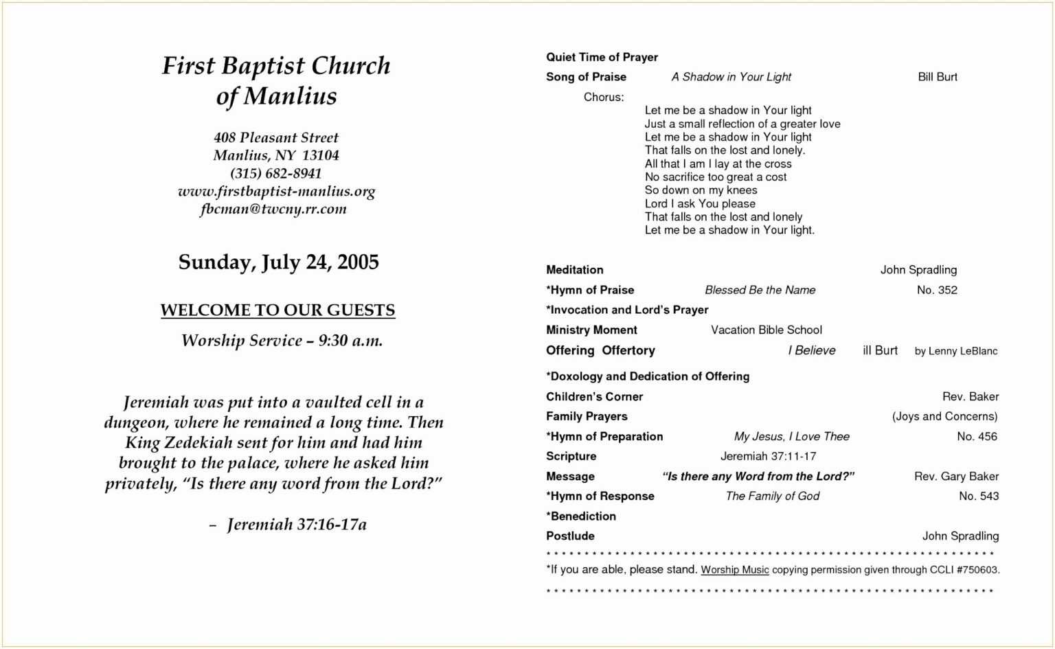 Church Program Templates Word