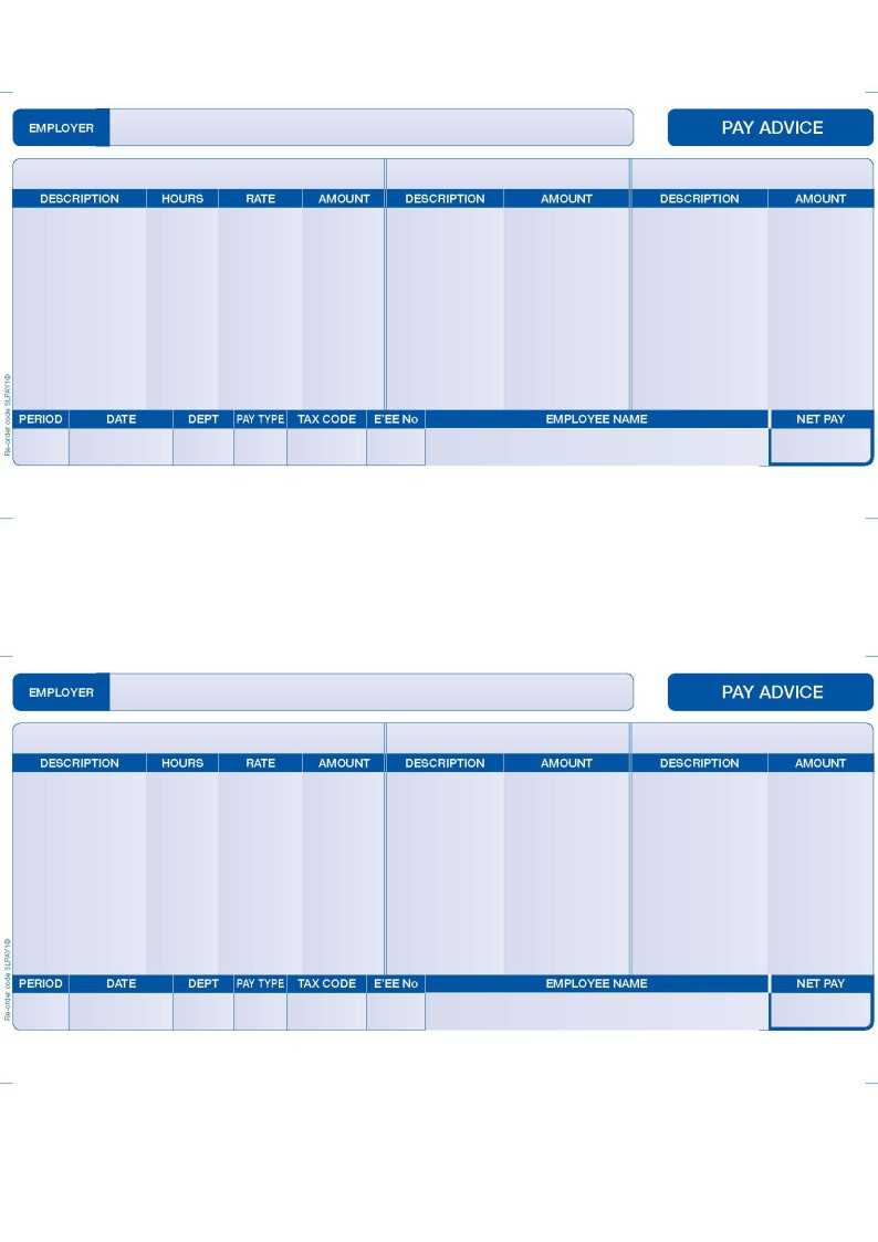 Slpay1 - Compatible Sage Payslips - 2 Per Page (Blue) - Various Pack Sizes Within Blank Payslip Template
