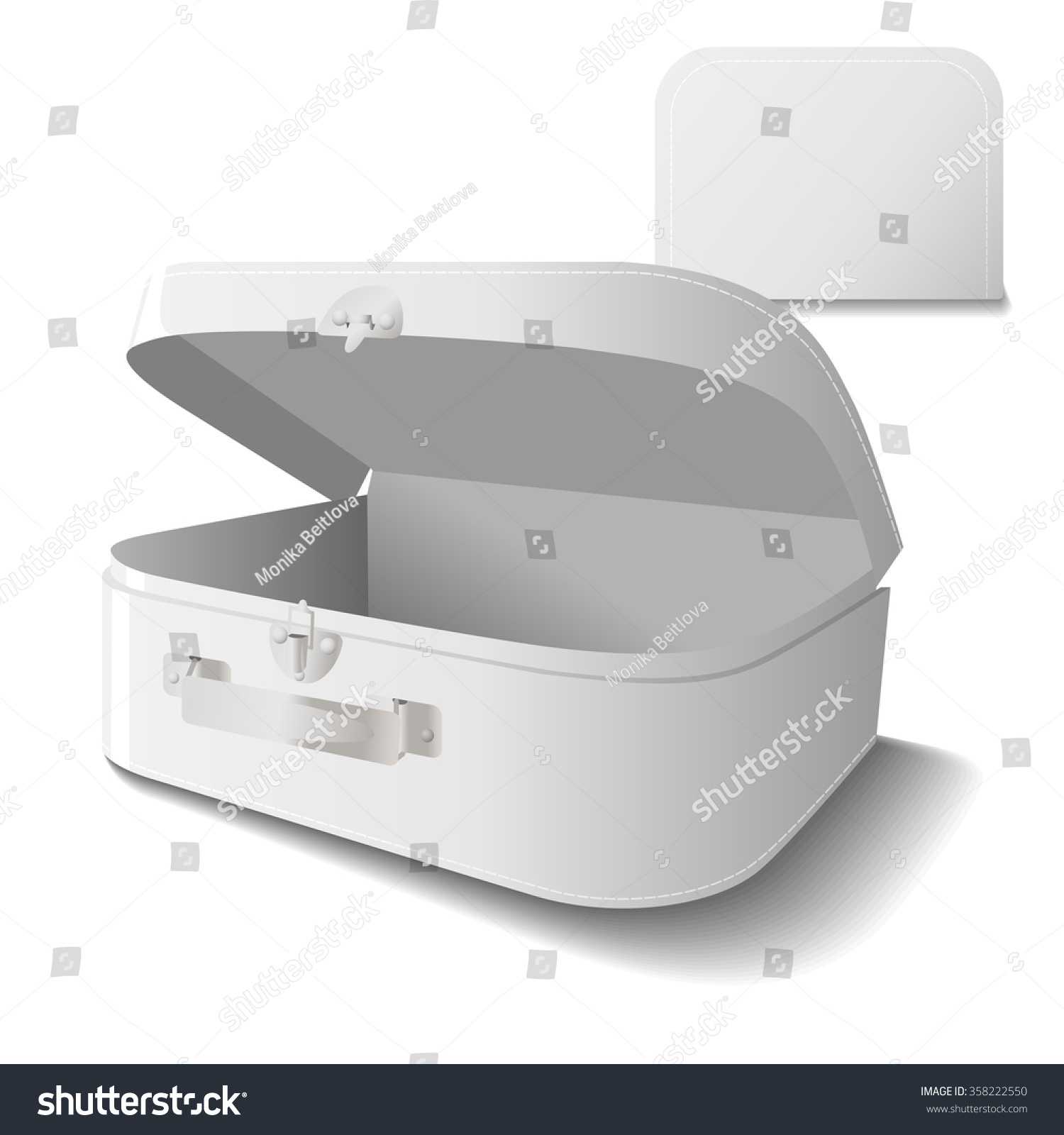 Small Cardboard Suitcase Template Handle White Stock Vector Inside Blank Suitcase Template