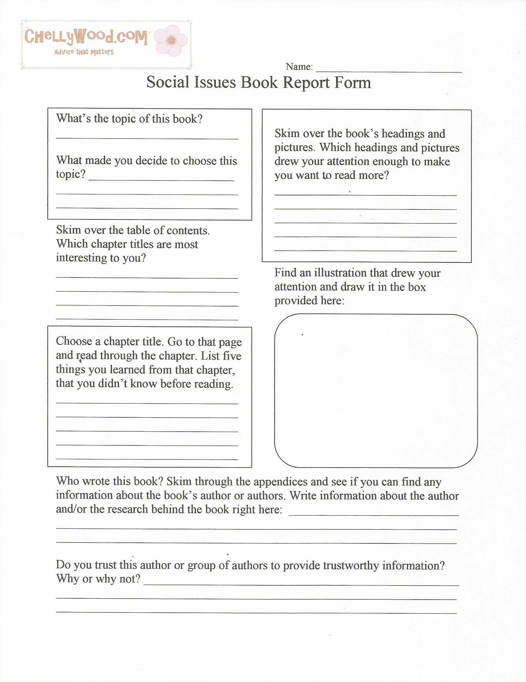 Social Issues Nonfiction Book Report Form–Free Printable Regarding Nonfiction Book Report Template