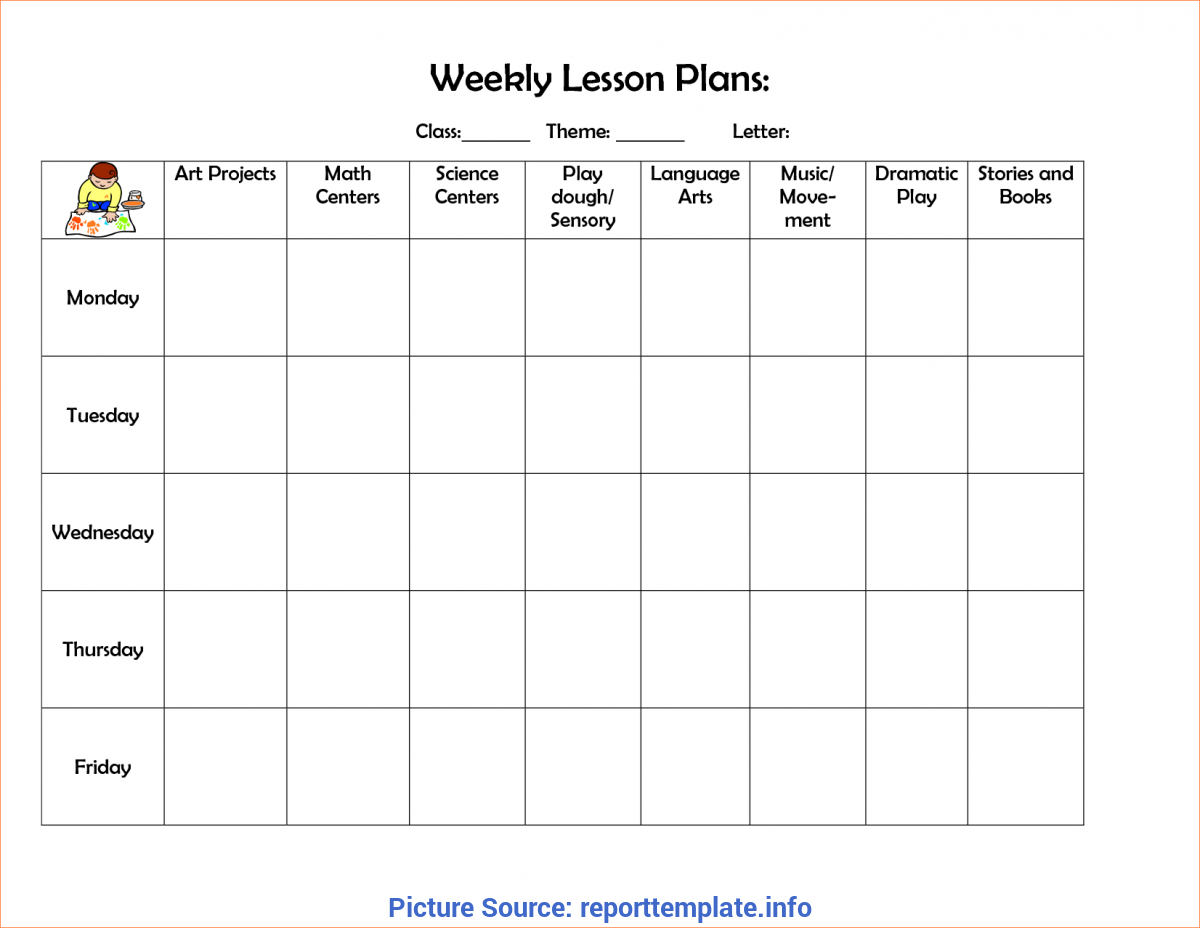 Special Lesson Plan Format Weekly 4+ Preschool Weekly Lesson With Regard To Preschool Weekly Report Template