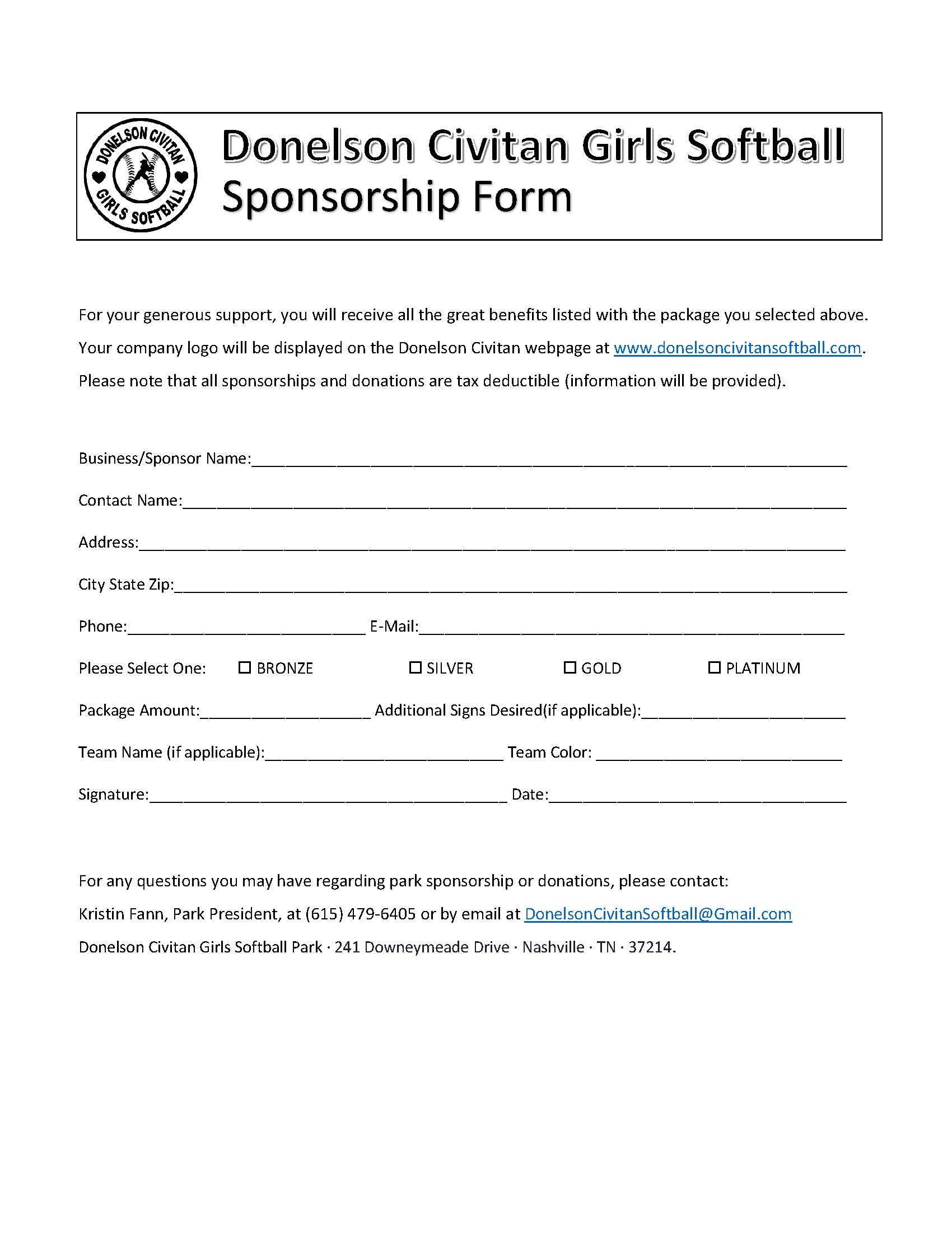 Sponsor Forms Templates Free ] – Template Sponsorship Form For Blank Sponsorship Form Template