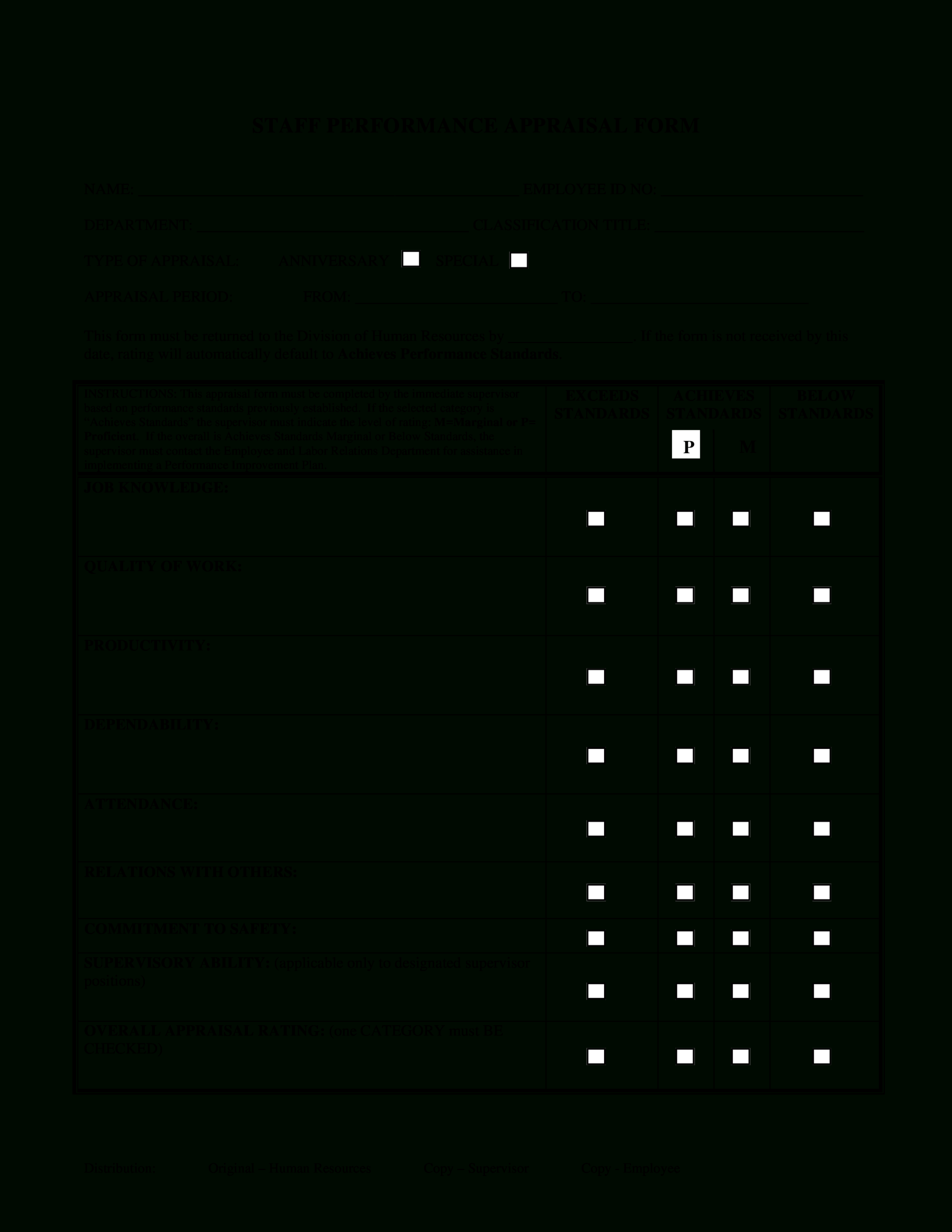 Staff Performance Appraisal Form | Templates At Intended For Staff Progress Report Template