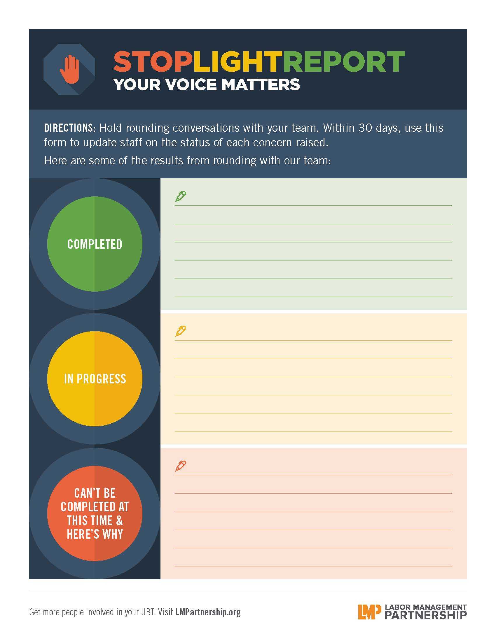 Stoplight Report: Your Voice Matters | Labor Management Intended For Stoplight Report Template