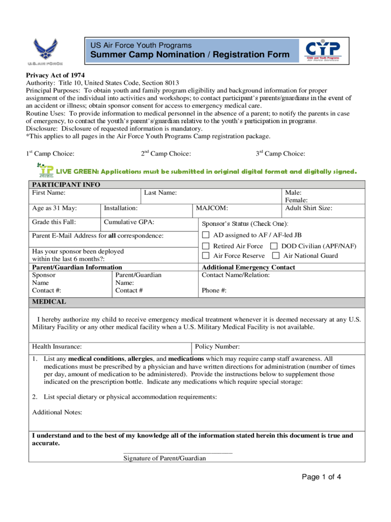 Summer Camp Registration Form – 2 Free Templates In Pdf For Camp Registration Form Template Word