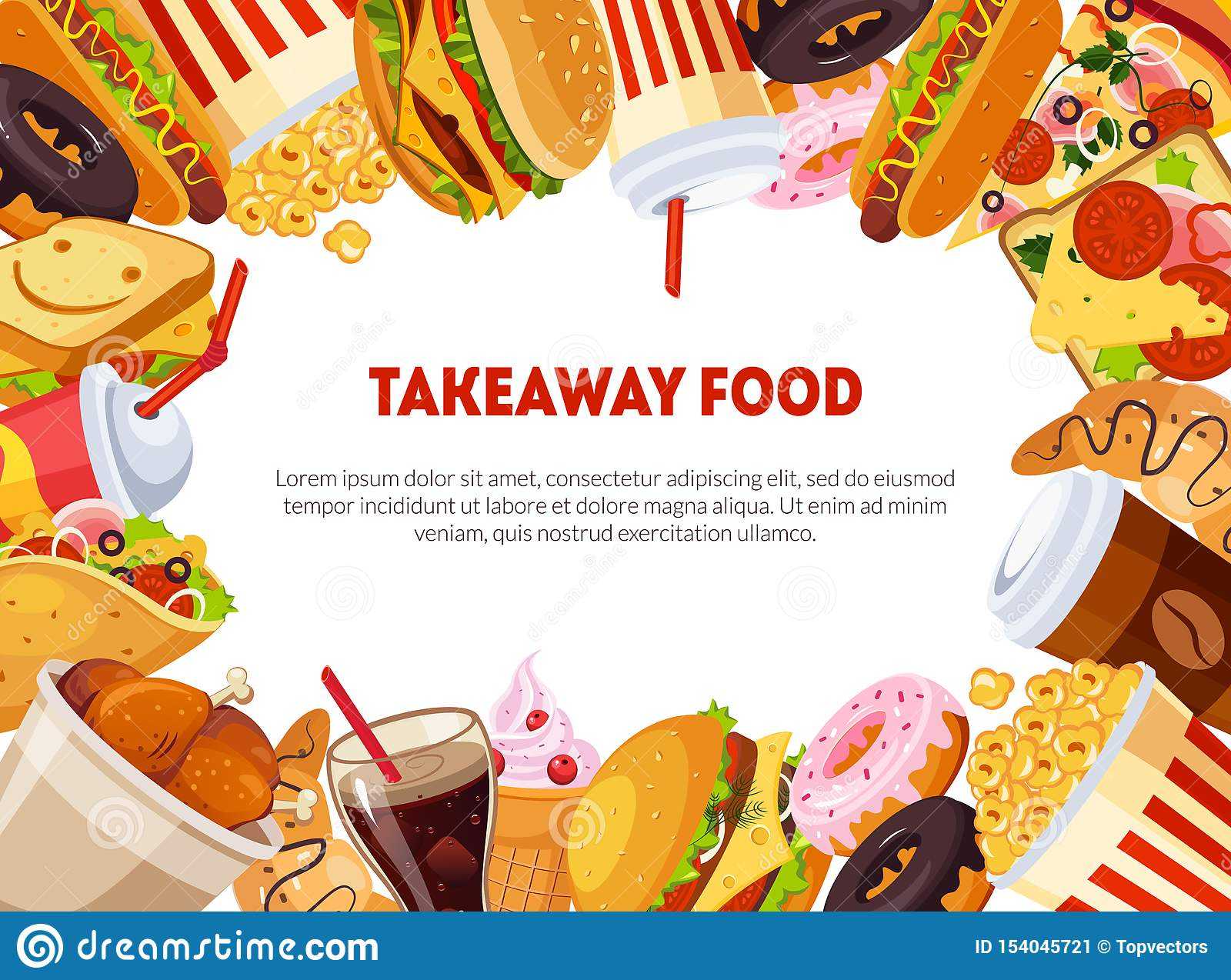Takeaway Food Banner Template With Delicious Fast Food Within Food Banner Template