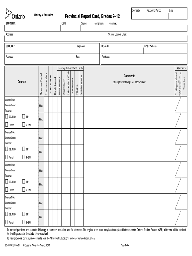 Tdsb Report Card Pdf – Fill Online, Printable, Fillable In Blank Report Card Template