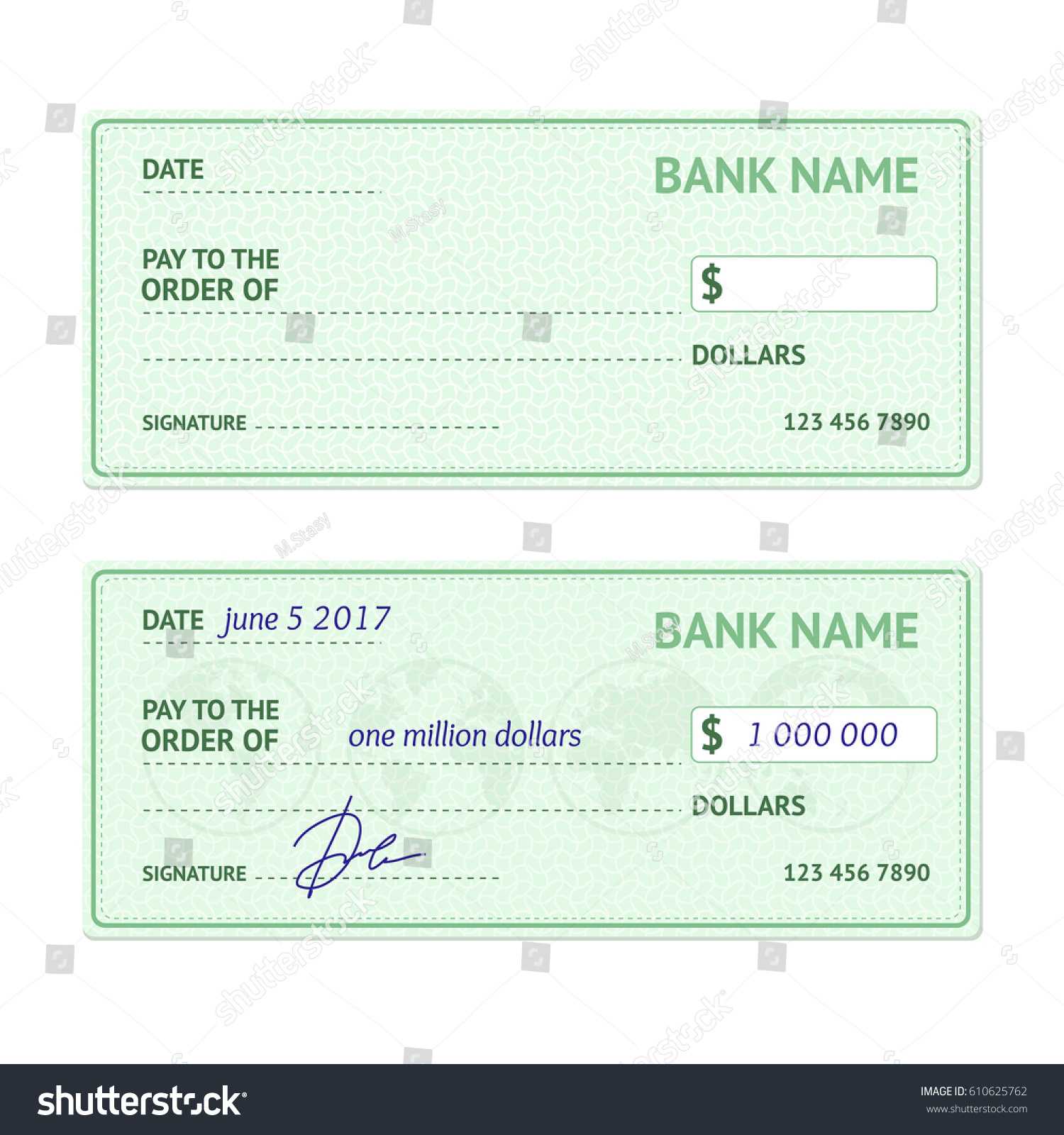 Template Blank Classic Bank Check Business Stock Vector With Blank Business Check Template
